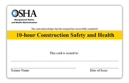 Picture of OSHA 10 Card