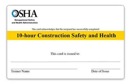 Picture of OSHA 10 Card