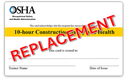 Picture of OSHA 10 Card REPLACEMENT