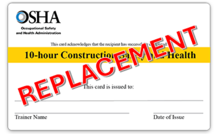 Picture of OSHA 10 Card REPLACEMENT